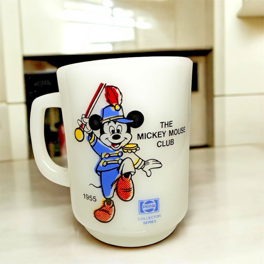 Vintage RARE Mickey Mouse Club Mug Fire-King Style –Pepsi Collector Series 1955